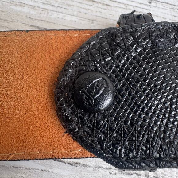 Nocona Belt Genuine Lizard Made in US Black Sz 34 Exotic Western Cowgirl - Picture 8 of 10